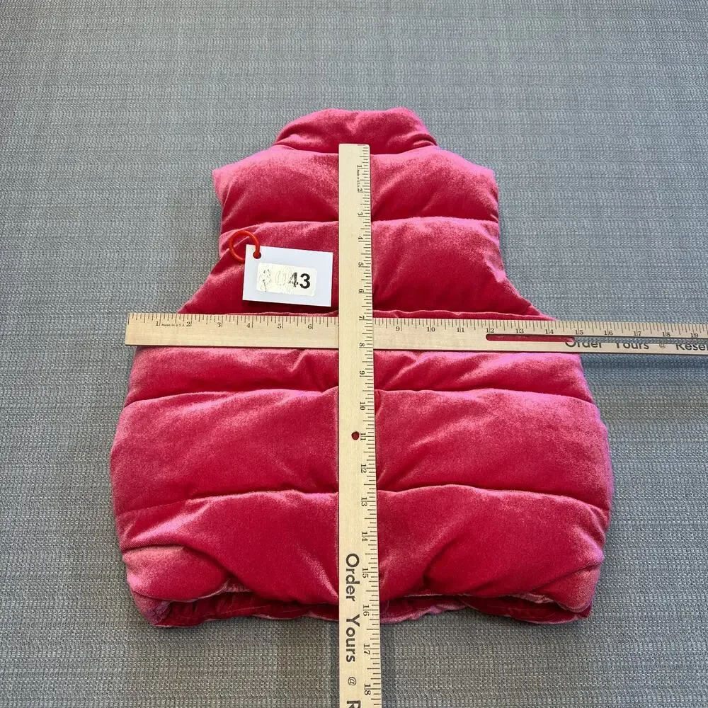 Gymboree Go Outside Puffer Vest size‎ 7-8 Medium Velour Hot Pink Full Zip